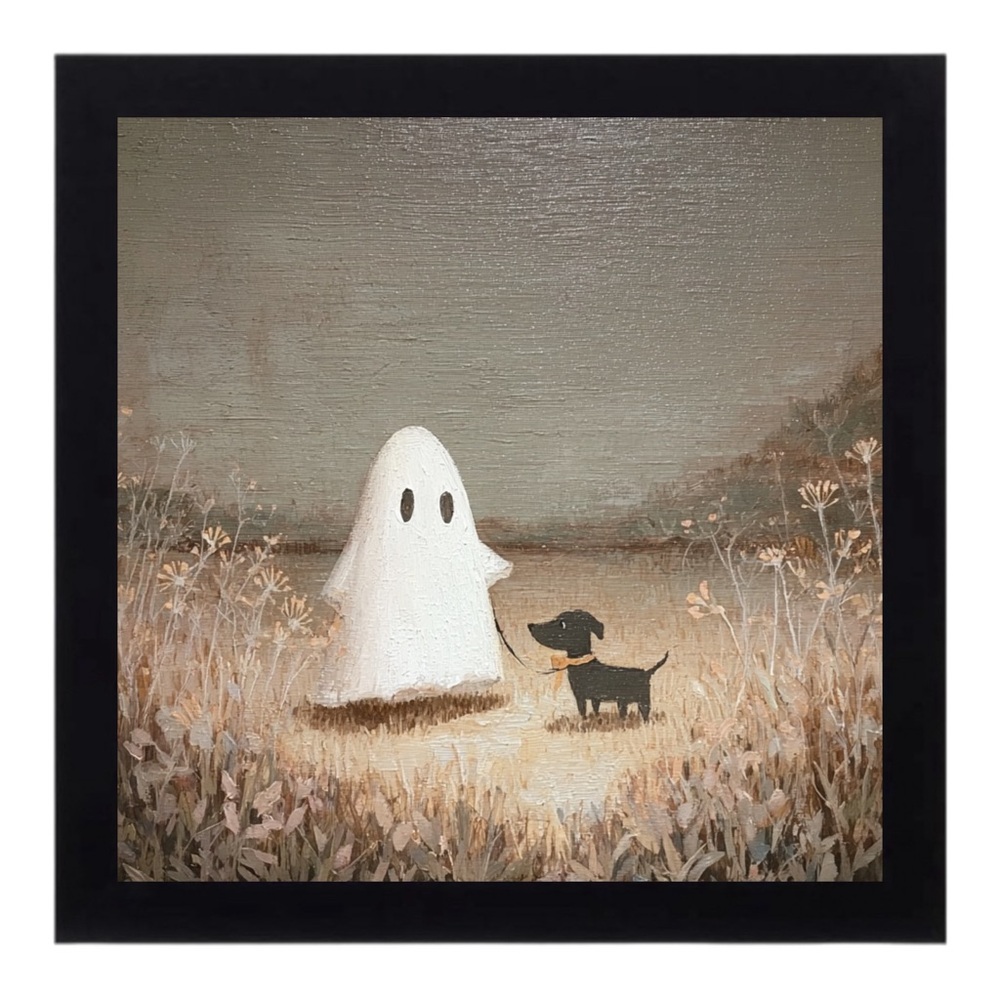 Ghost Walking Dog Halloween Wall Art